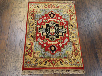 Tribal Sherapi Oushak Natural-dye 2'0"x3'0" Hand-knotted Rug -w333