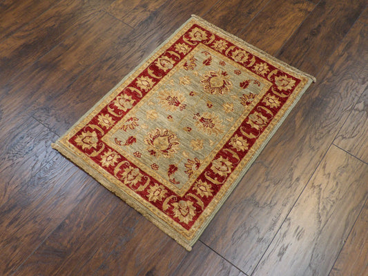 Oushak Chobie Natural-dye Whitewash 2'0"x3'0" Hand-knotted Rug -w339