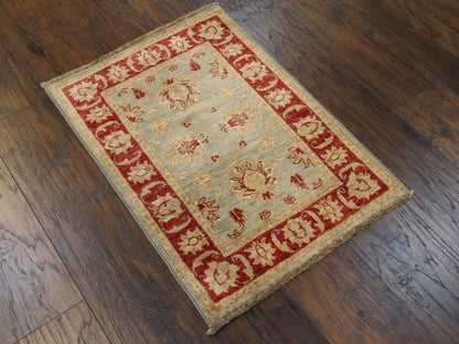 Oushak Chobie Natural-dye Whitewash 2'0"x3'0" Hand-knotted Rug -w339