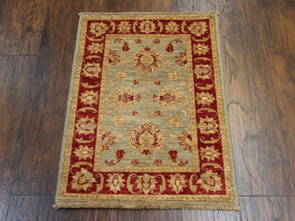 Oushak Chobie Natural-dye Whitewash 2'0"x3'0" Hand-knotted Rug -w339