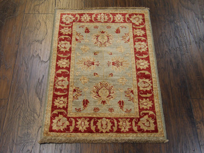 Oushak Chobie Natural-dye Whitewash 2'0"x3'0" Hand-knotted Rug -w339