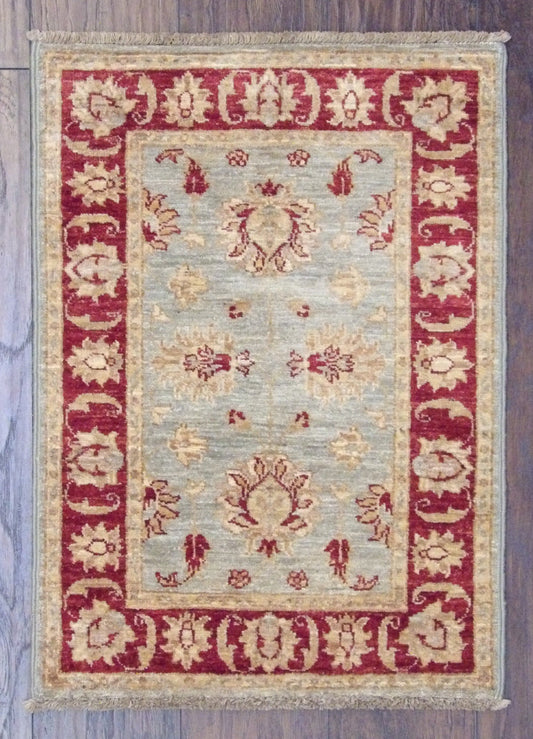Oushak Chobie Natural-dye Whitewash 2'0"x3'0" Hand-knotted Rug -w339
