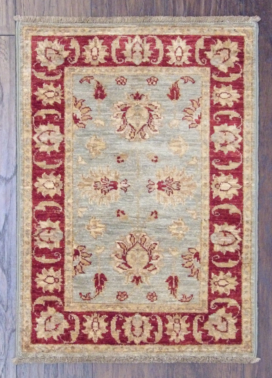 Blue 2'0" x 3'0" Oushak Chobie Natural dye Hand knotted Wool Rug - Sku: w339