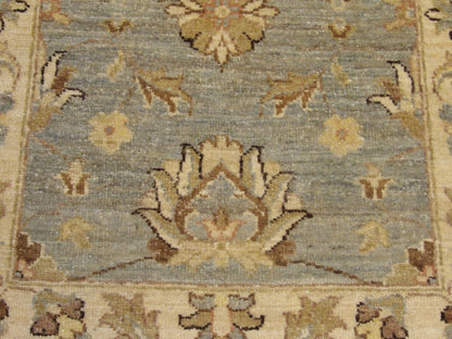 Oushak Chobie Natural-dye Whitewash 2'0"x3'0" Hand-knotted Rug -w345
