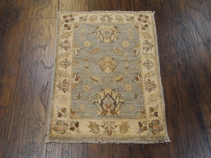Oushak Chobie Natural-dye Whitewash 2'0"x3'0" Hand-knotted Rug -w345