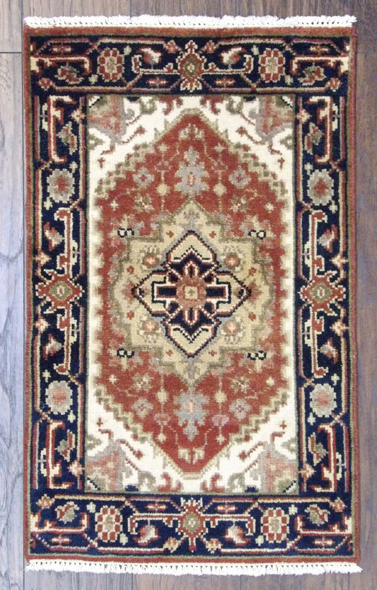Tribal Heriz 2'0"x3'0" Hand-knotted Rug -w349