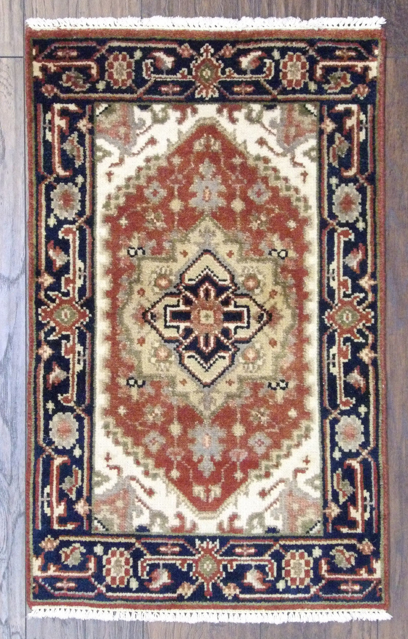Tribal Heriz 2'0"x3'0" Hand-knotted Rug -w349
