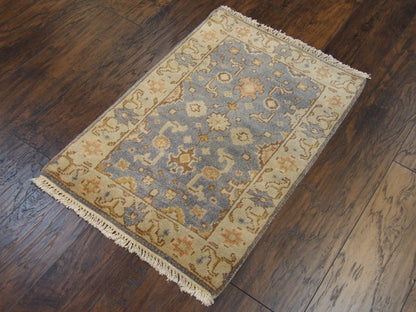 Turk Oushak Silver Wash 2'0"x3'0" Hand-knotted Rug -w353