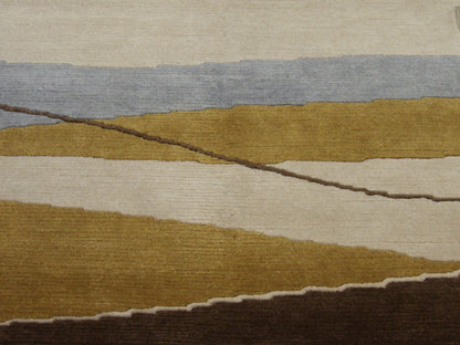 Modern Geometrical Design 4'0"x6'0" Hand-knotted Rug -w358