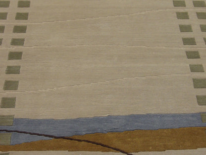Modern Geometrical Design 4'0"x6'0" Hand-knotted Rug -w358
