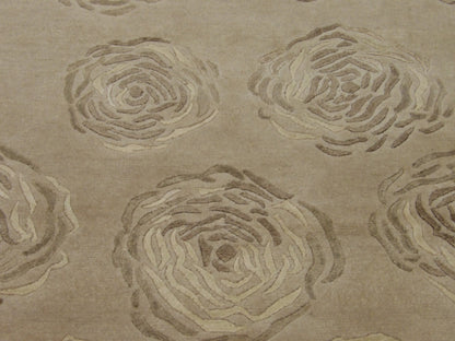 Transitional Rose Design 4'0"x6'0" Hand-knotted Rug -w361