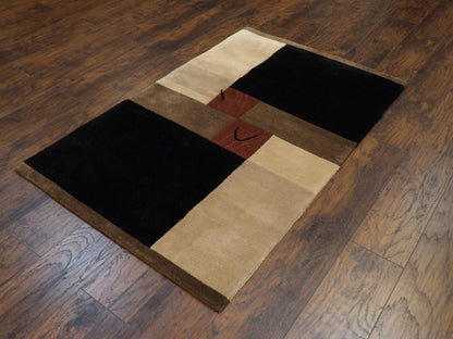 Modern Geometrical Design 4'0"x6'0" Hand-knotted Rug - w362