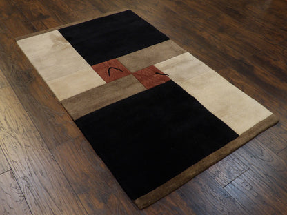 Modern Geometrical Design 4'0"x6'0" Hand-knotted Rug - w362