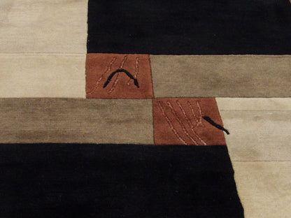 Modern Geometrical Design 4'0"x6'0" Hand-knotted Rug - w362