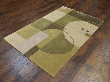 Modern Geometrical Design 4'0"x6'0" Hand-knotted Rug -w365