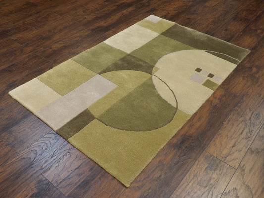 Modern Geometrical Design 4'0"x6'0" Hand-knotted Rug -w365