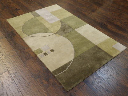 Modern Geometrical Design 4'0"x6'0" Hand-knotted Rug -w365
