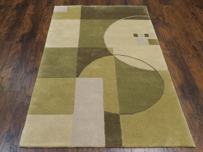 Modern Geometrical Design 4'0"x6'0" Hand-knotted Rug -w365