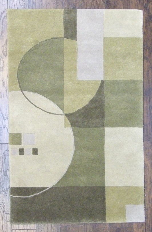 Modern Geometrical Design 4'0"x6'0" Hand-knotted Rug -w365
