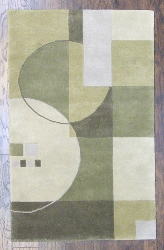 Modern Geometrical Design 4'0"x6'0" Hand-knotted Rug -w365