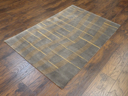 Modern Geometrical Design 4'0"x6'0" Hand-knotted Rug -w366