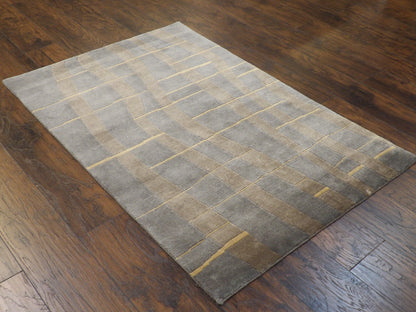 Modern Geometrical Design 4'0"x6'0" Hand-knotted Rug -w366