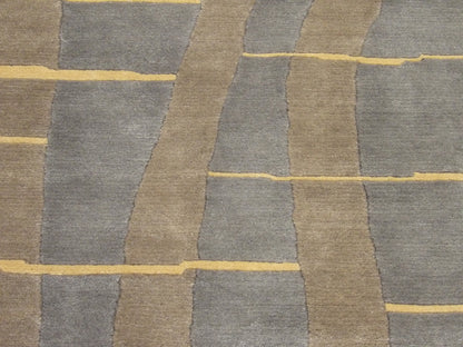Modern Geometrical Design 4'0"x6'0" Hand-knotted Rug -w366