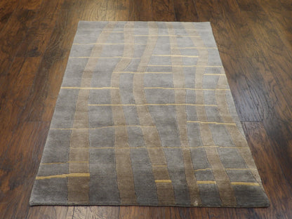 Modern Geometrical Design 4'0"x6'0" Hand-knotted Rug -w366