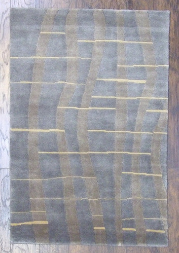 Modern Geometrical Design 4'0"x6'0" Hand-knotted Rug -w366