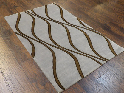 Modern Geometrical Design 4'0"x6'0" Hand-knotted Rug -w368