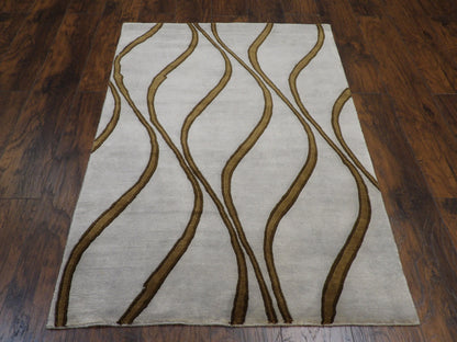 Modern Geometrical Design 4'0"x6'0" Hand-knotted Rug -w368