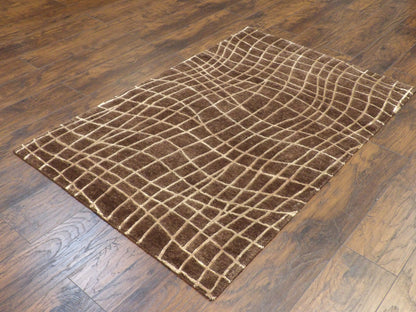 Modern Geometrical Design 4'0"x6'0" Hand-knotted Rug -w369