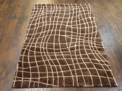 Modern Geometrical Design 4'0"x6'0" Hand-knotted Rug -w369