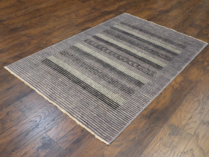 Modern Gabbeh Flat Pile 4'0"x6'0" Hand-knotted Rug -w371