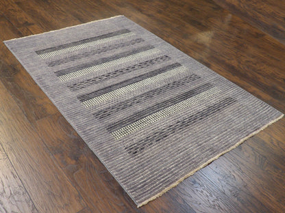 Modern Gabbeh Flat Pile 4'0"x6'0" Hand-knotted Rug -w371