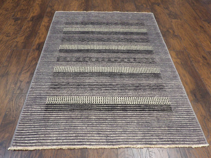 Modern Gabbeh Flat Pile 4'0"x6'0" Hand-knotted Rug -w371