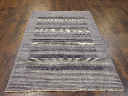 Modern Gabbeh Flat Pile 4'0"x6'0" Hand-knotted Rug -w371
