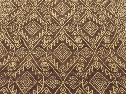 Transitional Ikat Design Natural-dye 4'0"x6'0" Hand-knotted Rug -w374