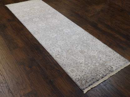 Silky Oushak Silver Wash 2'6" x 8'0 Hand knotted Rug - w390