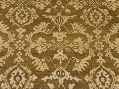 Transitional Damask 2'6"x8'0" Hand-knotted Rug -w397