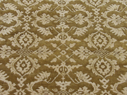 Transitional Damask 2'6"x8'0" Hand-knotted Rug -w397
