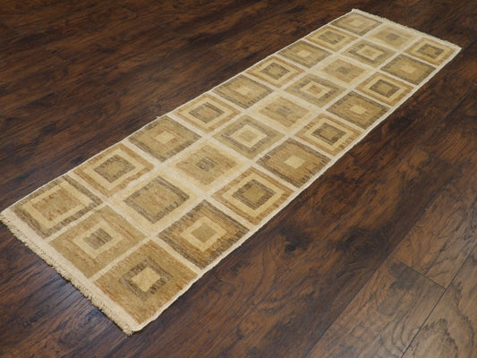 Modern Gabbeh 2'6"x8'0" Hand-knotted Rug -w399