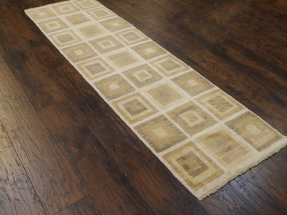 Modern Gabbeh 2'6"x8'0" Hand-knotted Rug -w399