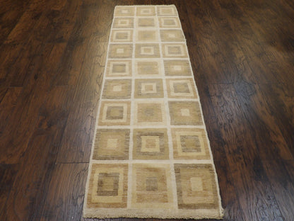 Modern Gabbeh 2'6"x8'0" Hand-knotted Rug -w399