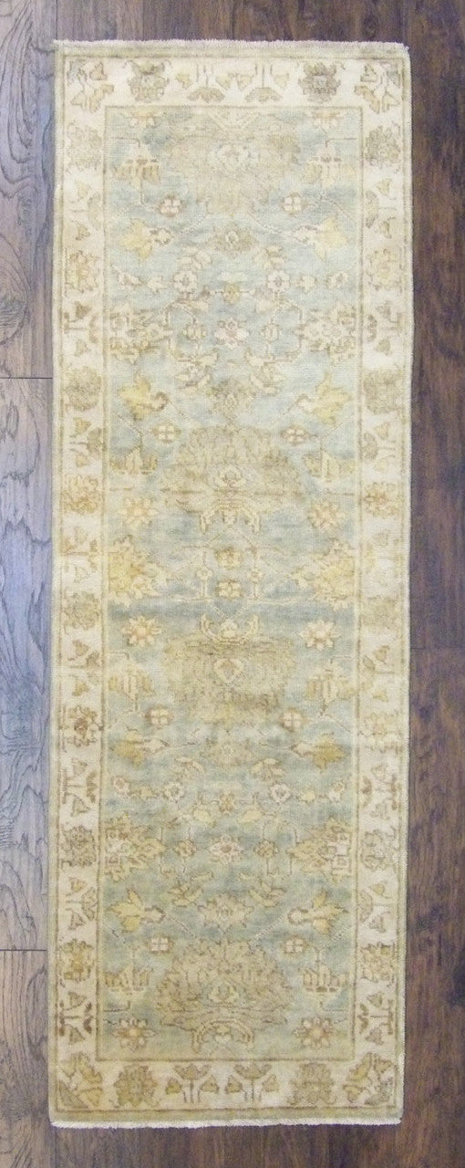 Green 2'6" x 8'8" Wash Oushak Hand knotted Wool Rug - Sku: w401