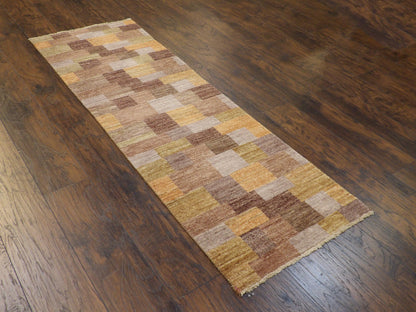 Modern Gabbeh 2'6"x8'0" Hand-knotted Rug -w408
