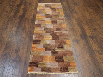 Modern Gabbeh 2'6"x8'0" Hand-knotted Rug -w408