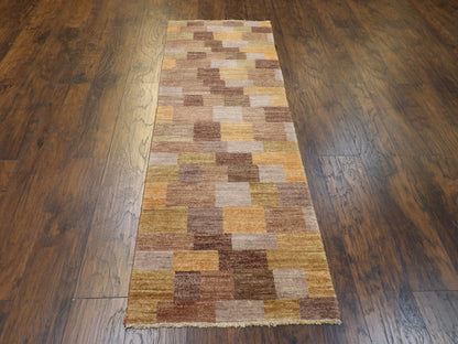 Modern Gabbeh 2'6"x8'0" Hand-knotted Rug -w408