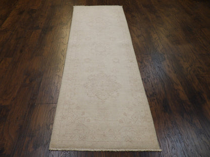 Oushak Chobie White Wash Natural-dye 2'6"x8'0" Hand-knotted Rug -w409