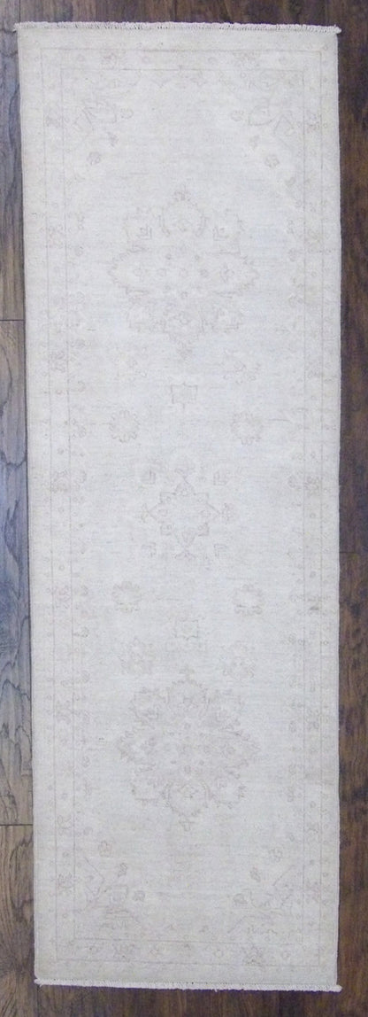 Oushak Chobie White Wash Natural-dye 2'6"x8'0" Hand-knotted Rug -w409